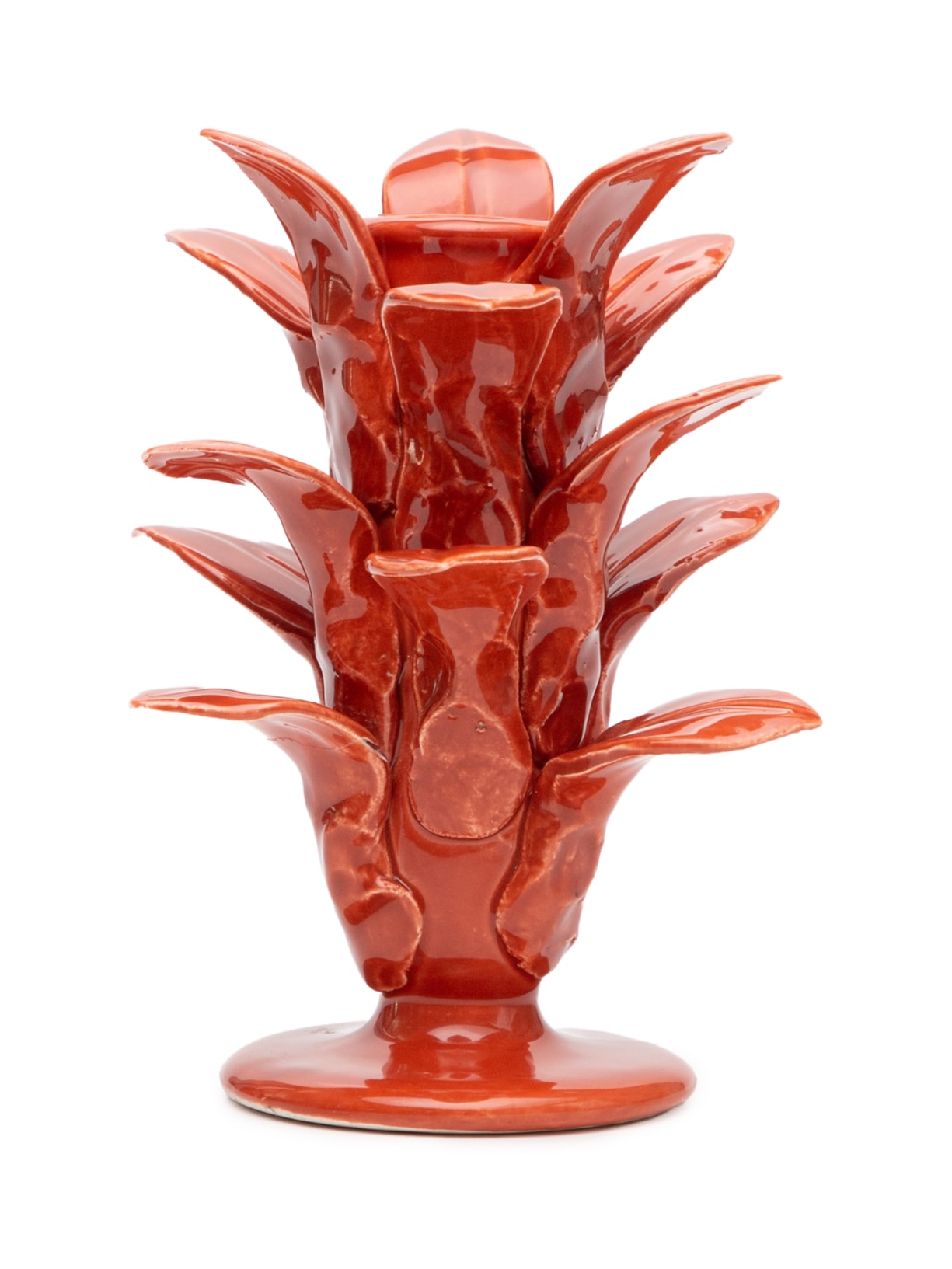 Castiçal Leaf Em Cerâmica - Laranja