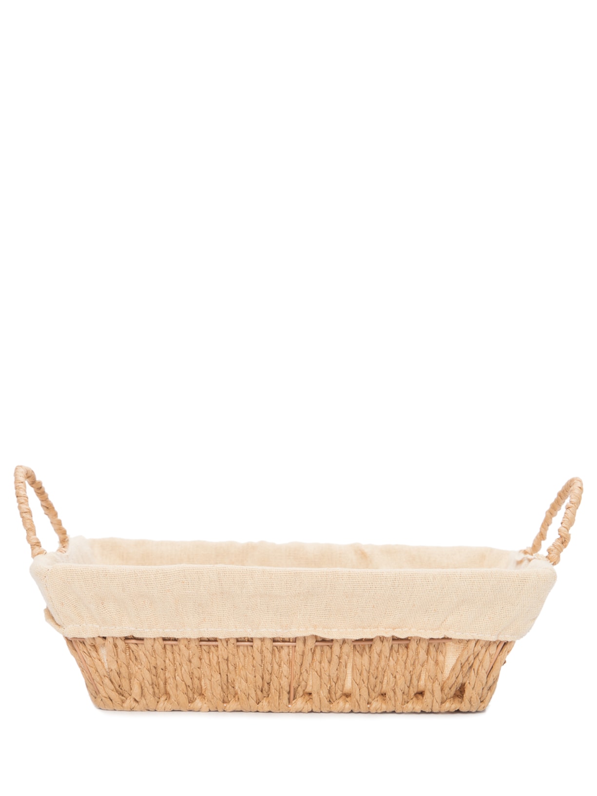 Cesta Com Alça Em Papel Redonda Forro Em Tecido - Bege