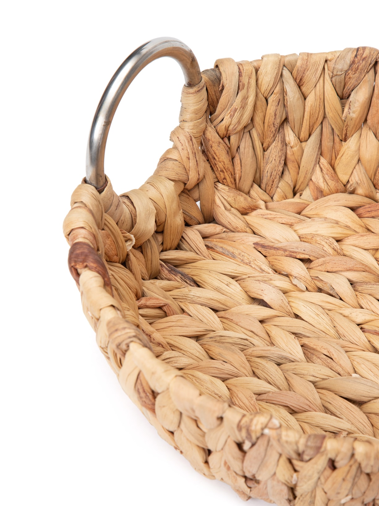 Cesta De Fibra Natural Com Alça De Metal Revestida 1 Peça Bege '2Home