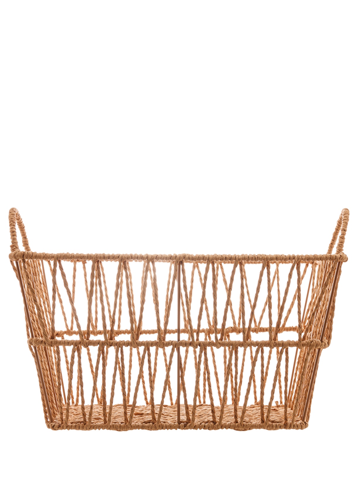 Cesta Retangular Com Alça - Bege