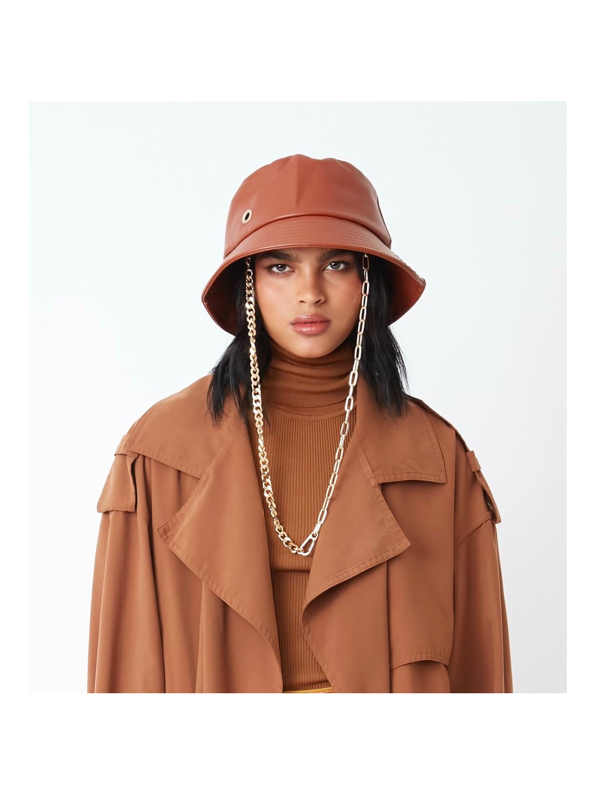 Chapéu Bucket Com Correntaria Removível Camelo Âmmbar