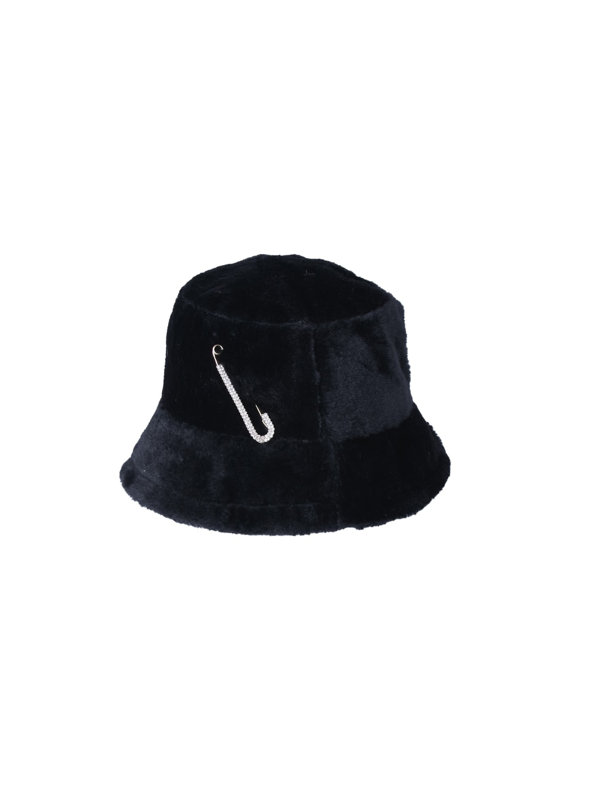Chapéu Bucket Com Pelos E Alfinete Removível Preto Âmmbar