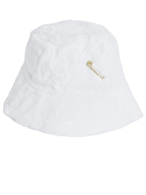 Chapéu Bucket Em Pelos Com Alfinete Removível Branco