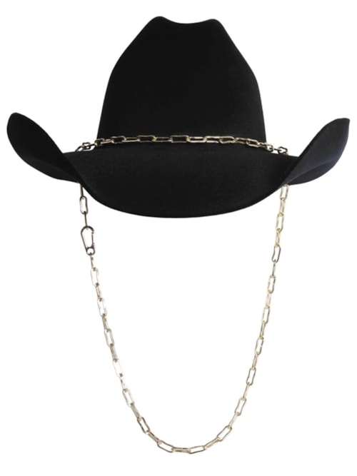 Chapéu Cowboy Com Correntaria Removível - Preto