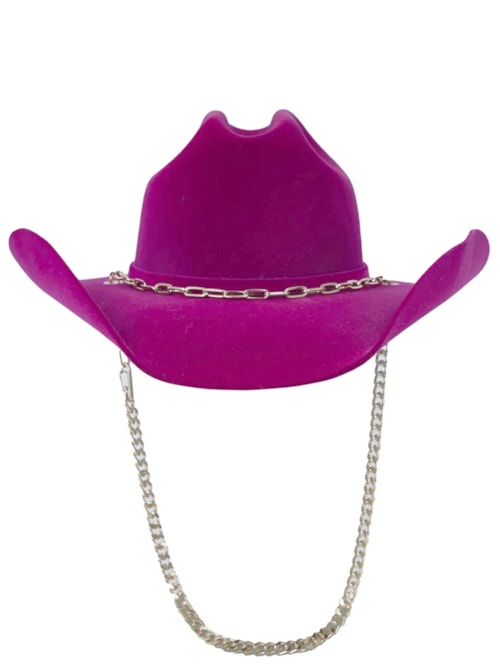 Chapéu Cowboy Com Correntaria Removível Rosa - Rosa