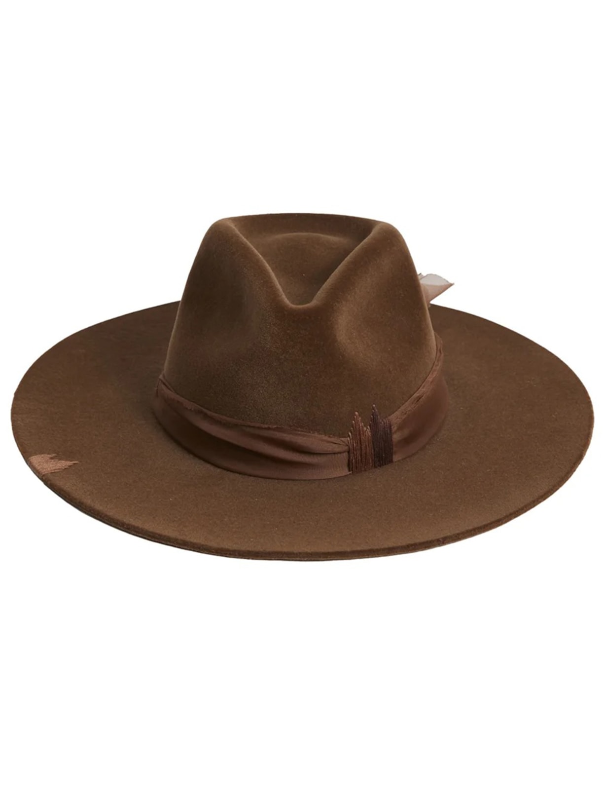 Chapéu Fedora Com Bordados - Marrom