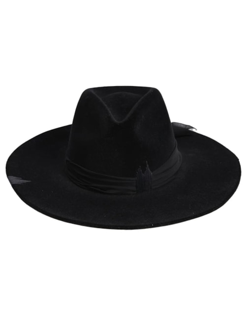Chapéu Fedora Com Bordados - Preto