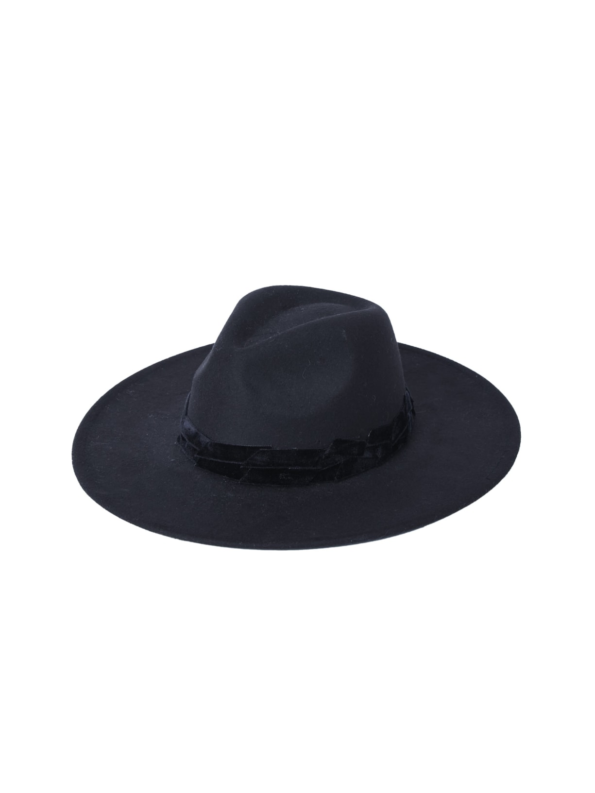 Chapéu Fedora Com Detalhes Em Veludo - Preto