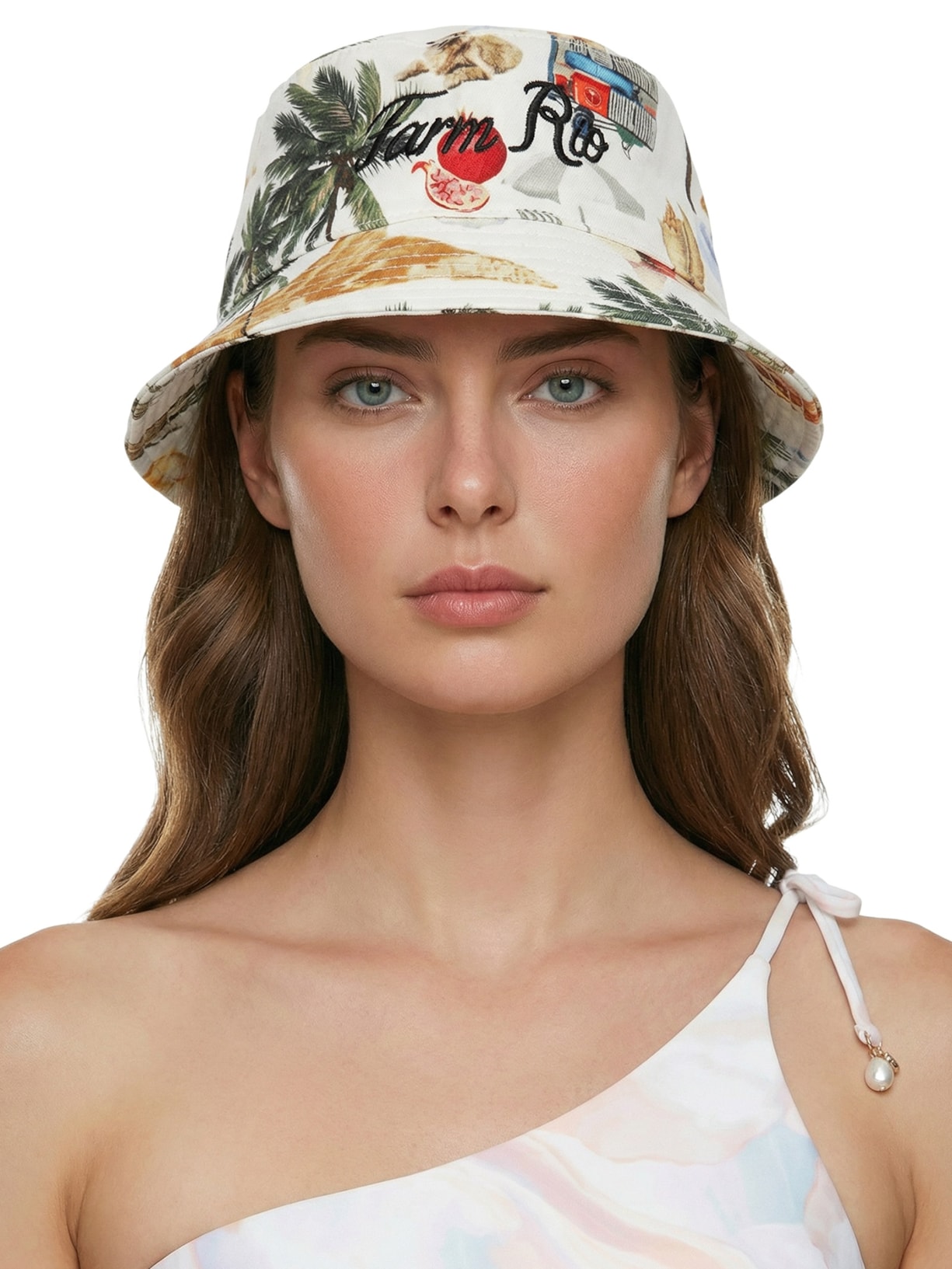 Chapéu Feminino Bucket Colagem Carioca Branco Farm Praia