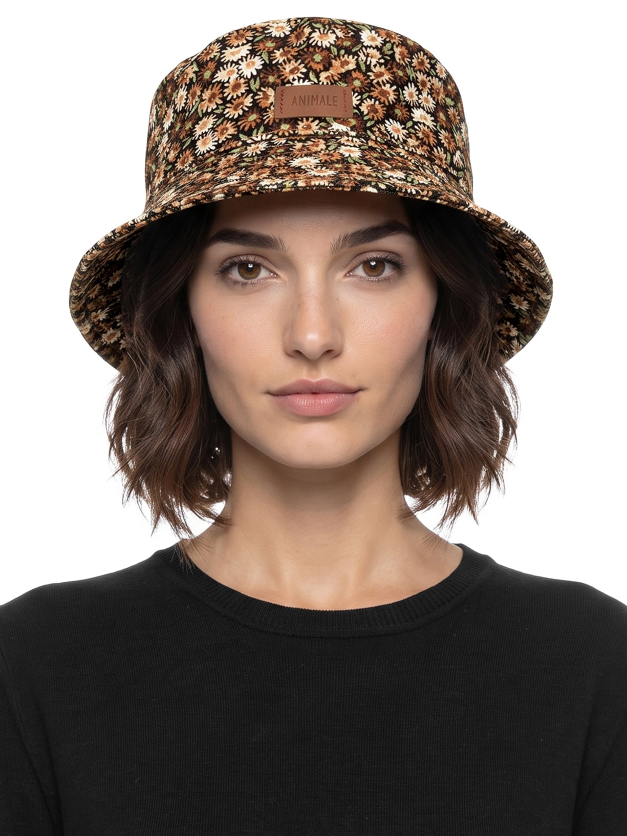 Chapéu Feminino Bucket Double Face Liberty Seeds Textura Marrom Animale