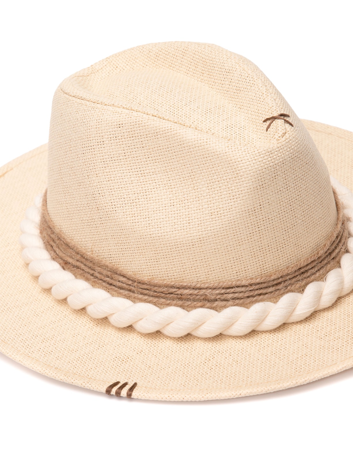 Chapéu Feminino Panamá Com Sisal e Corda Bege Âmmbar