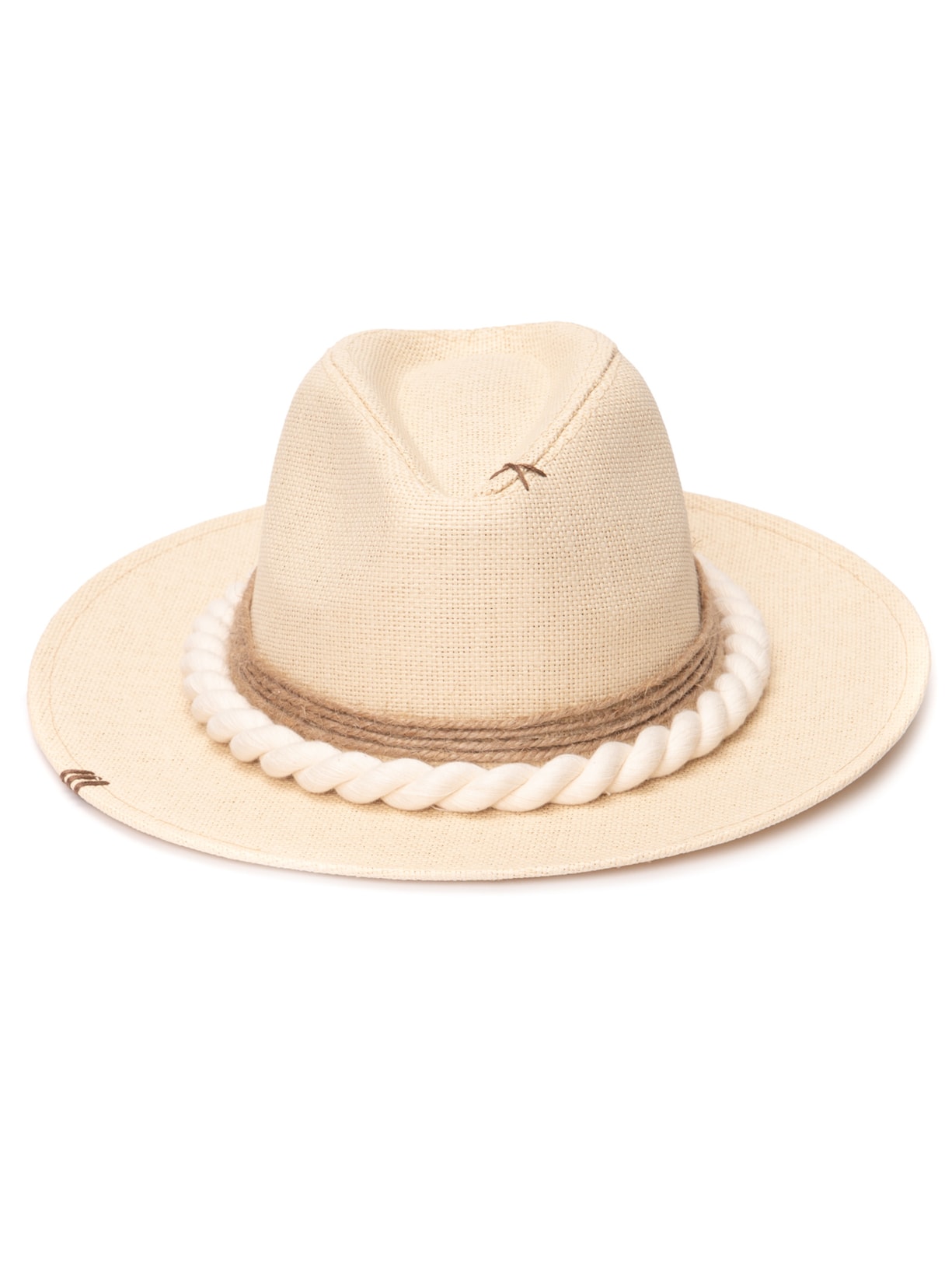 Chapéu Feminino Panamá Com Sisal e Corda - Bege