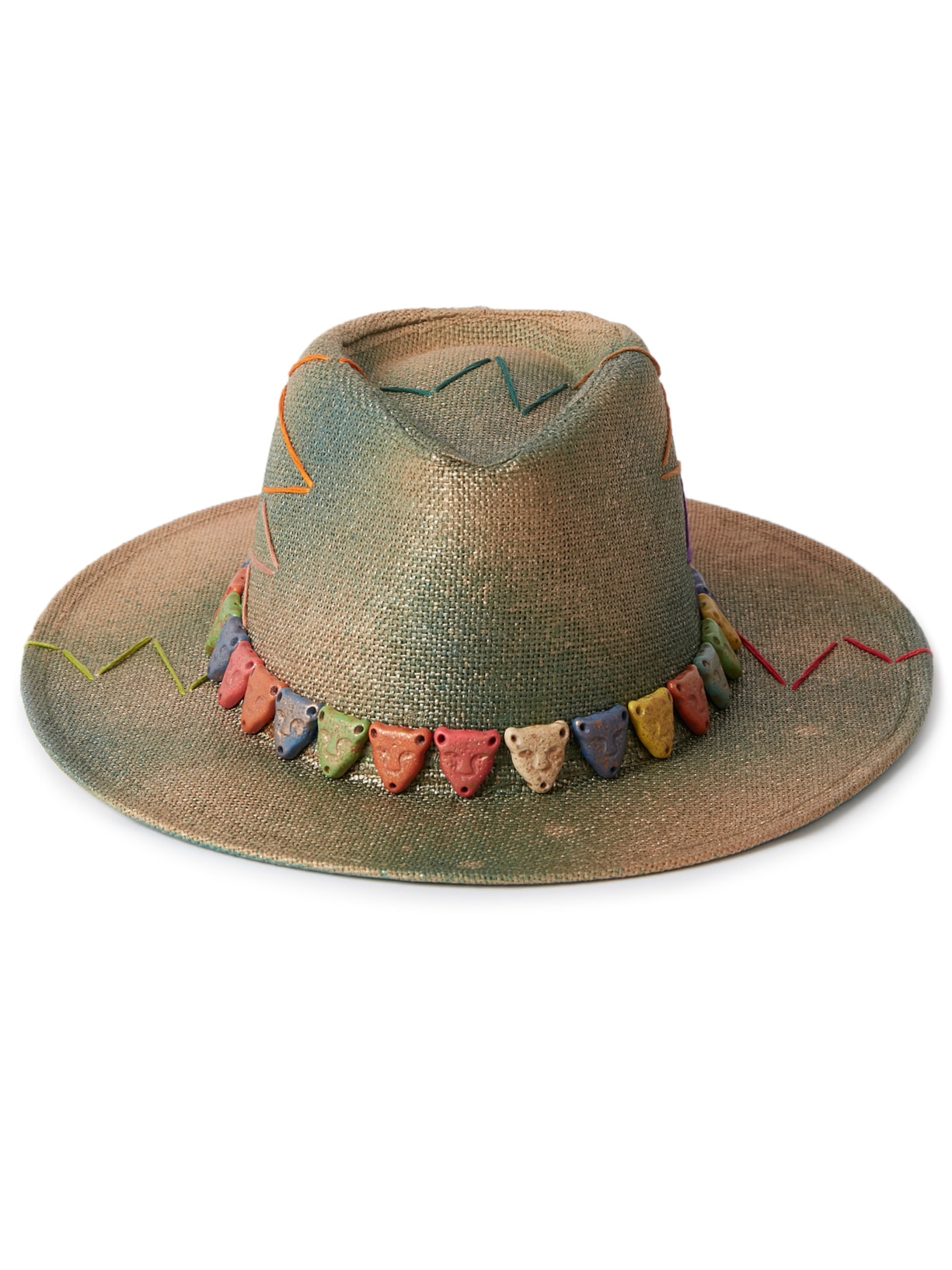 Chapéu Feminino Zig-zag E Tigres Em Porcelana  Dourado Âmmbar