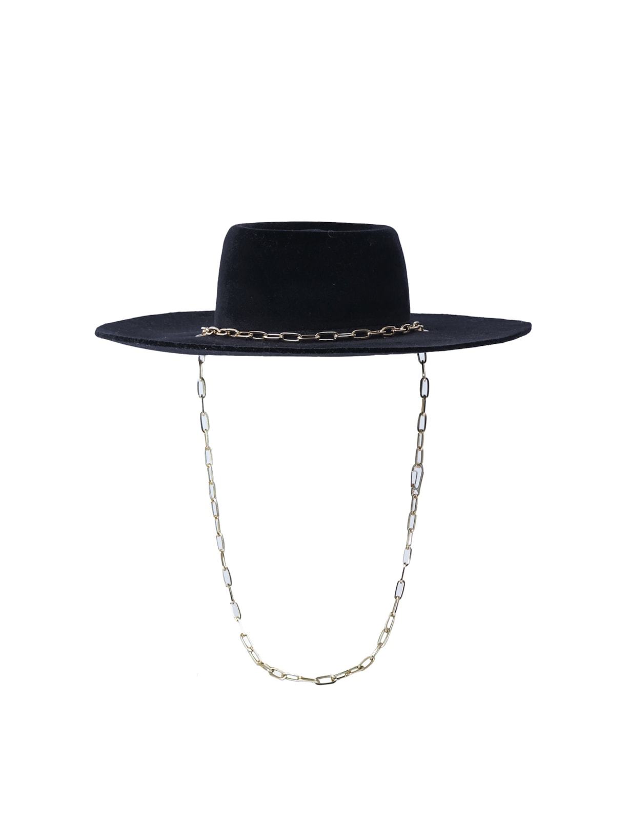 Chapéu Palheta Com Corrente E Veludo Removível Preto