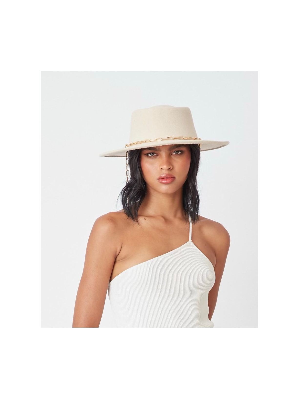 Chapéu Palheta Com Corrente Removível Off White Âmmbar