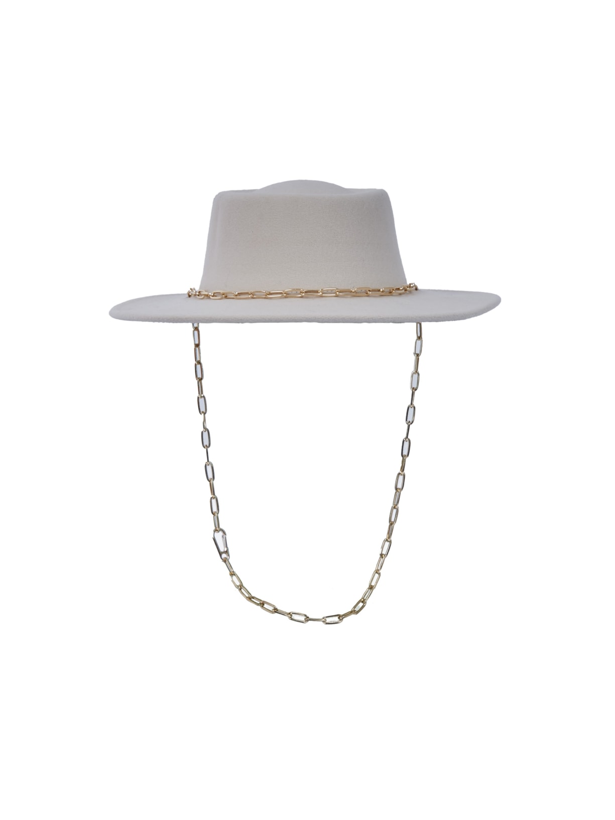 Chapéu Palheta Com Corrente Removível - Off White