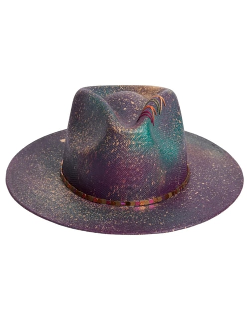 Chapéu Panamá Metalizado Com Marcassitas - Roxo
