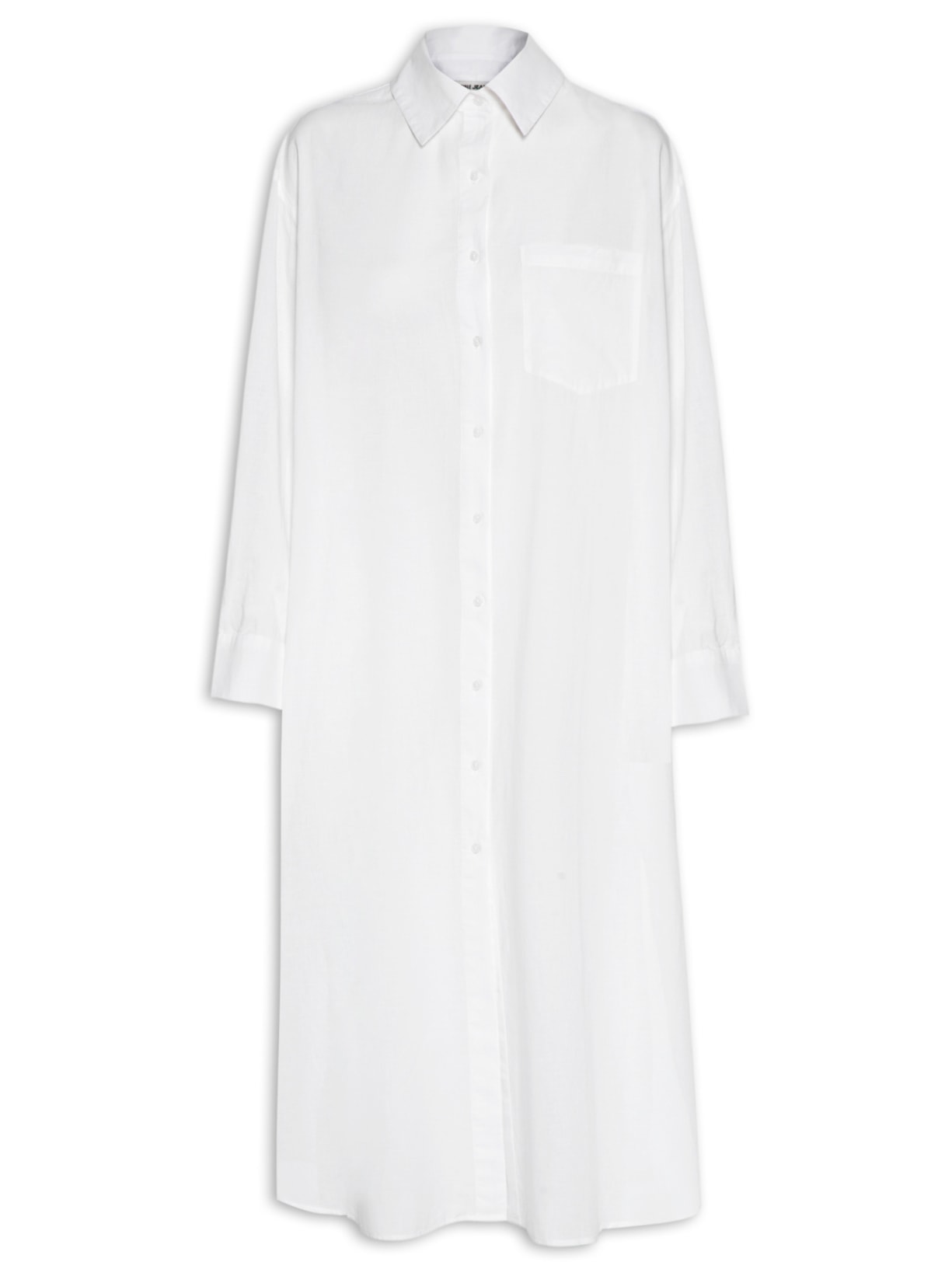 Chemise De Voil Longa Com Fendas Laterais - Branco