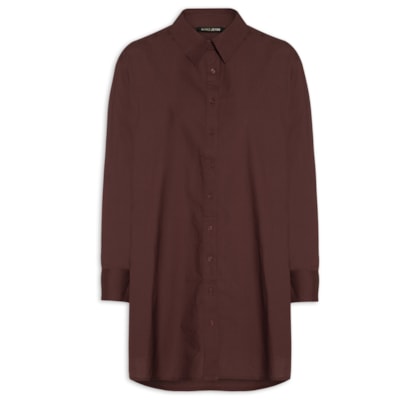 Chemise Feminina De Tricoline Curta - Marrom