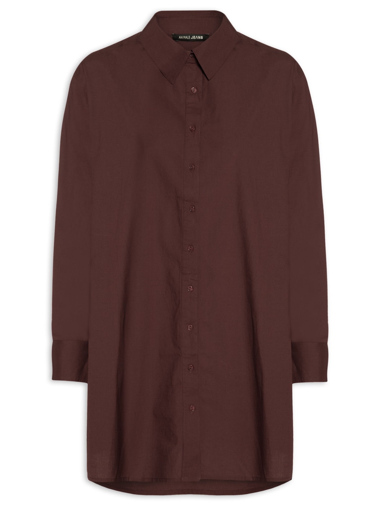 Chemise Feminina De Tricoline Curta - Marrom