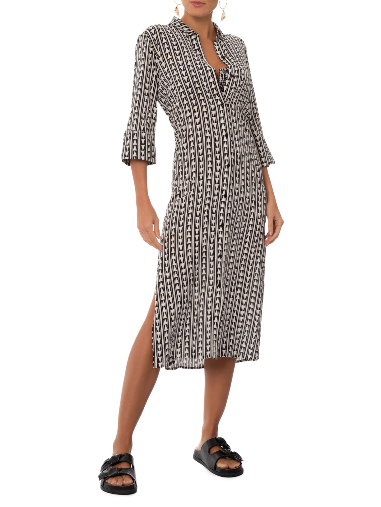 Chemise Feminina Fendas Preto Lenny Niemeyer