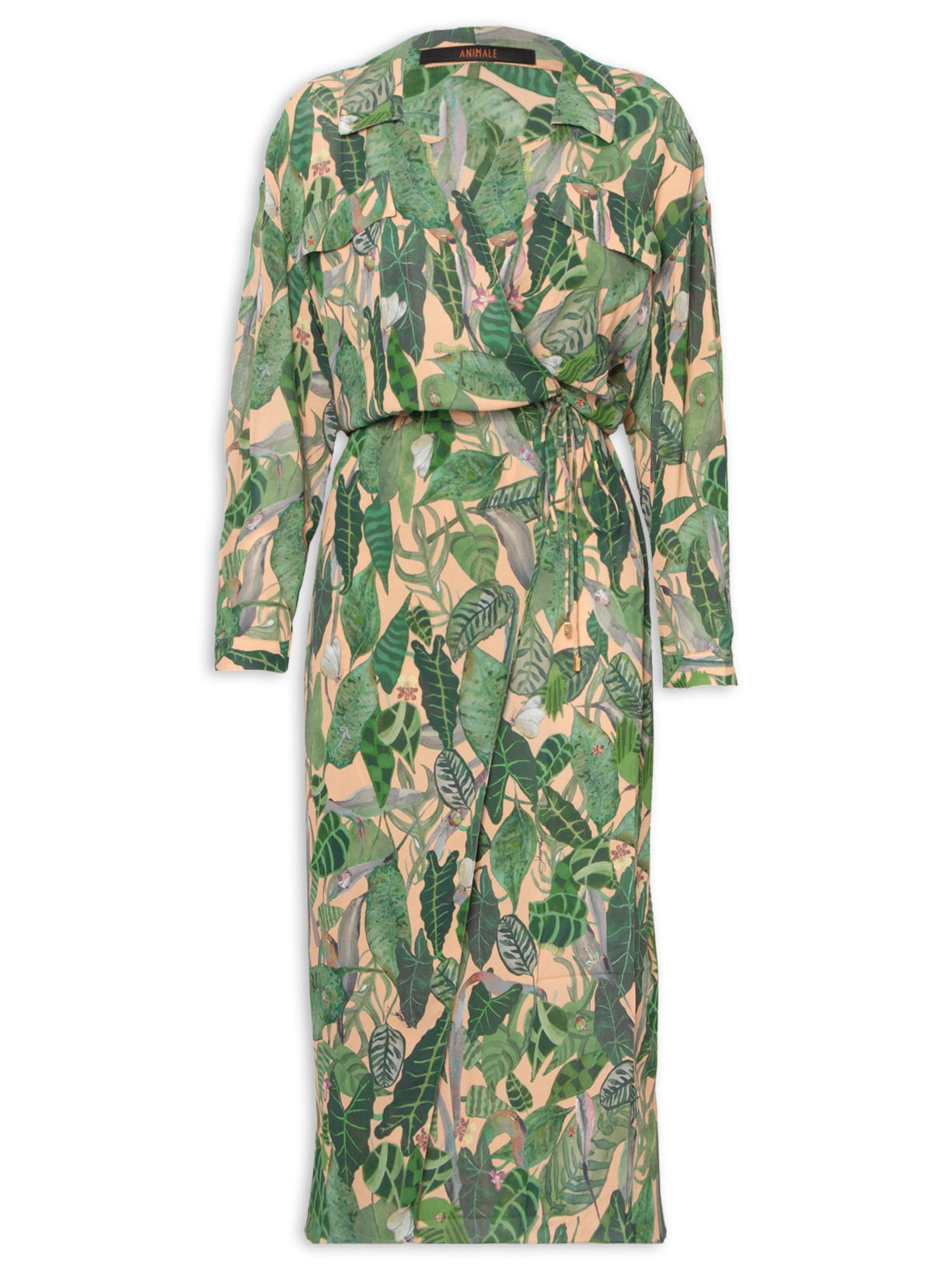 Chemise Feminino Envelope Folhagem Insetos Verde Animale