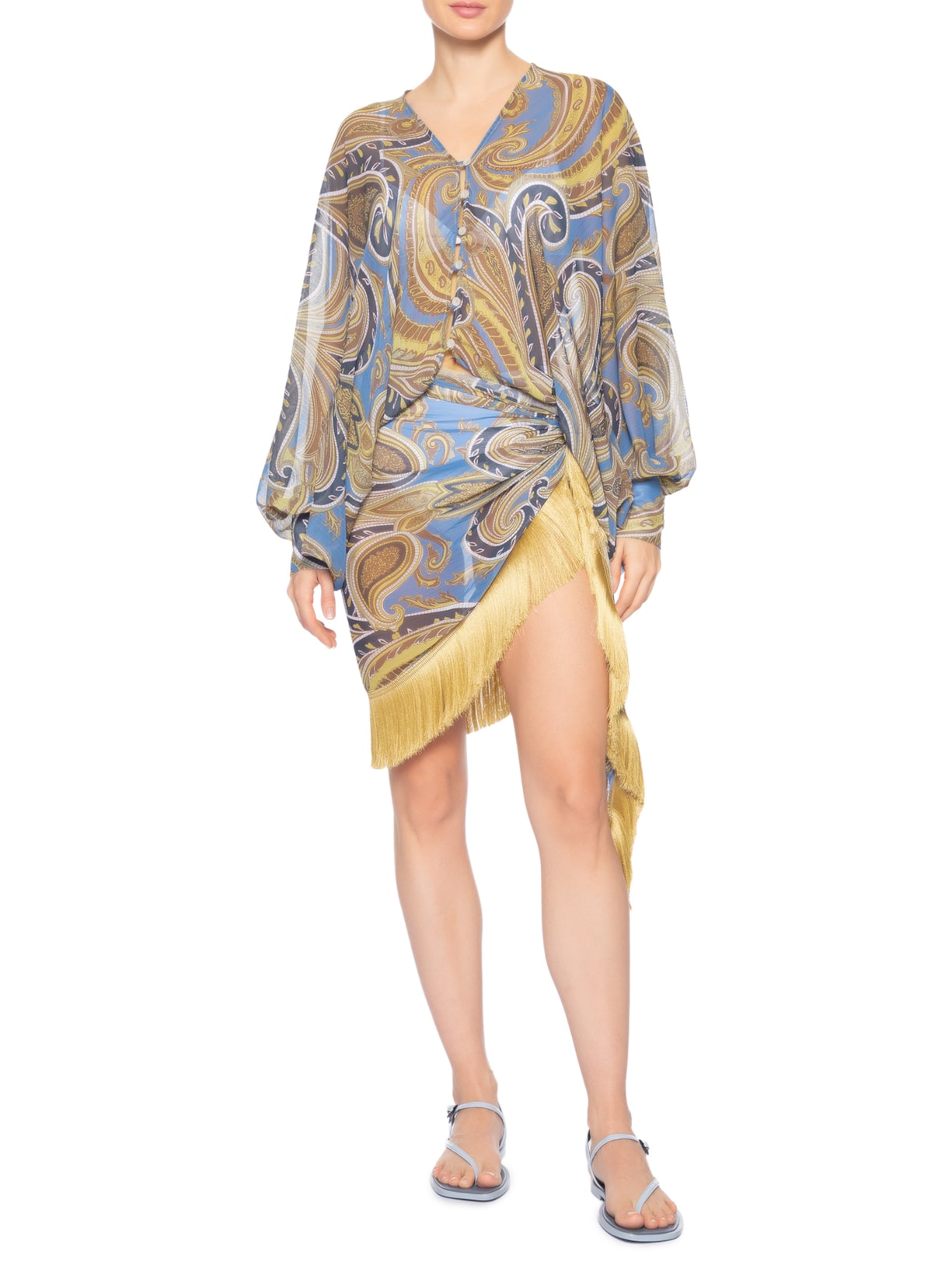 Chemise Feminino Lenço Mit Azul Shop2gether + Tissé