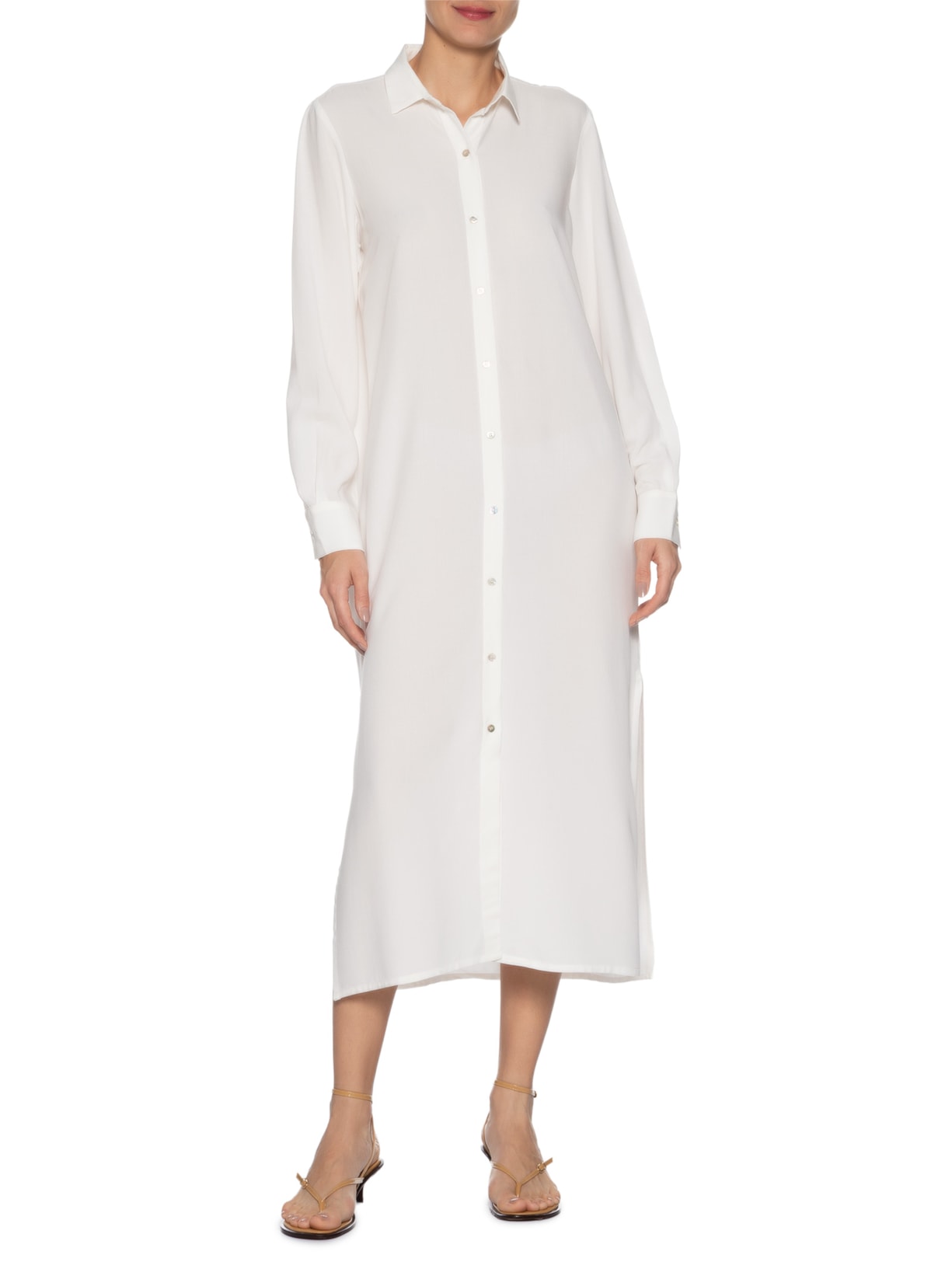 Chemise Feminino Longo Fendas Laterais Branco Lenny Niemeyer