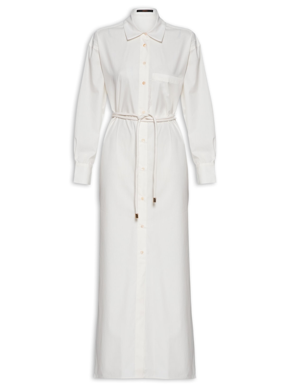 Chemise Longo De Algodão Com Aberturas - Off White