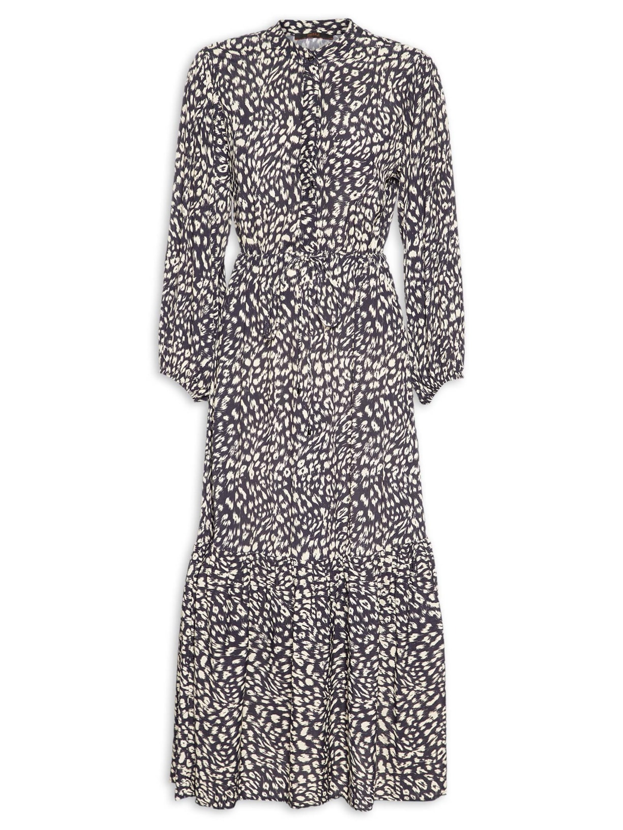 Chemise Midi Estampada Preto Animale