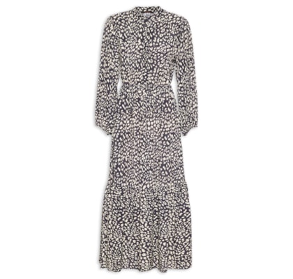 Chemise Midi Estampada - Preto