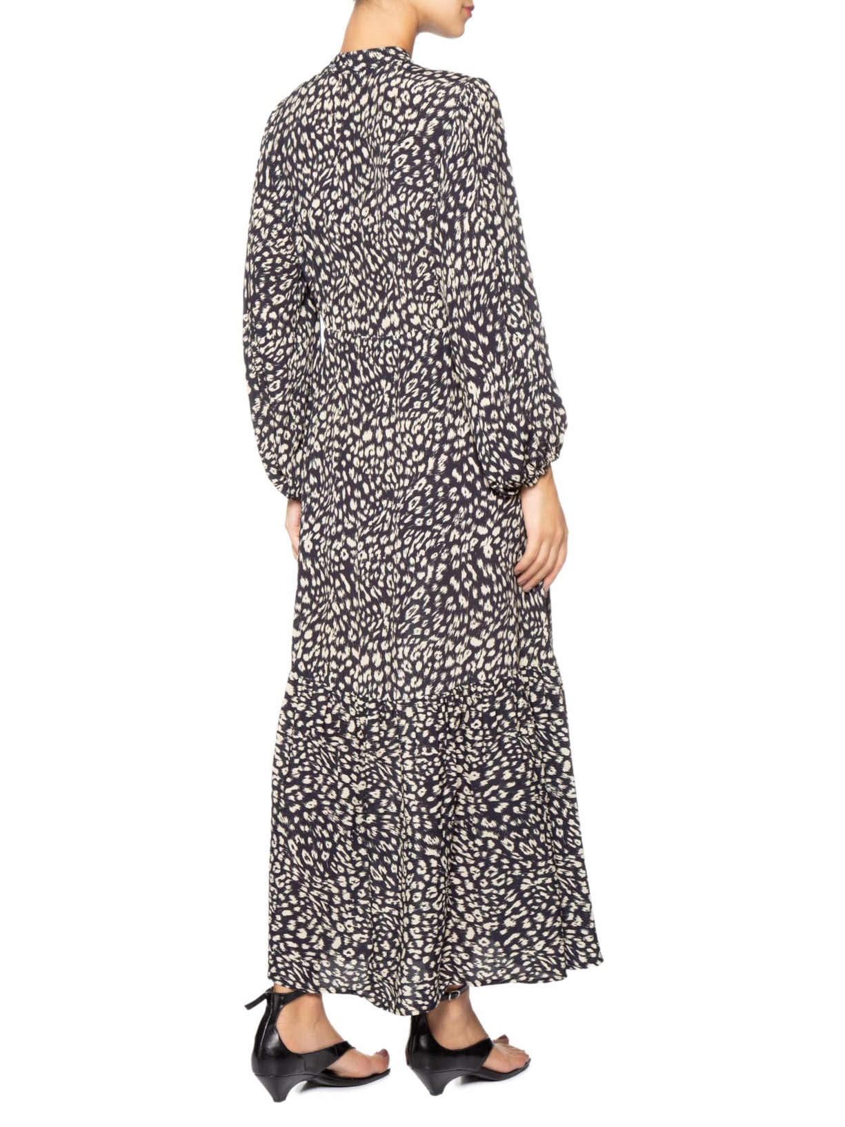 Chemise Midi Estampada Preto Animale