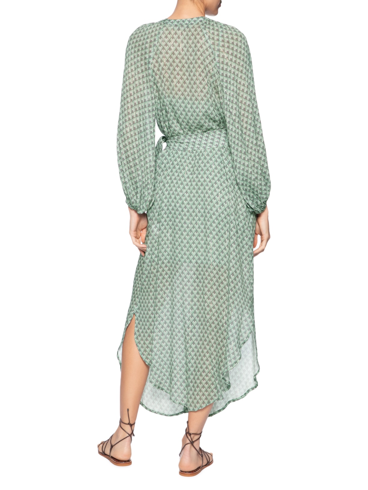 Chemise Midi Faixa Estampa Pacco Verde Maria Filó