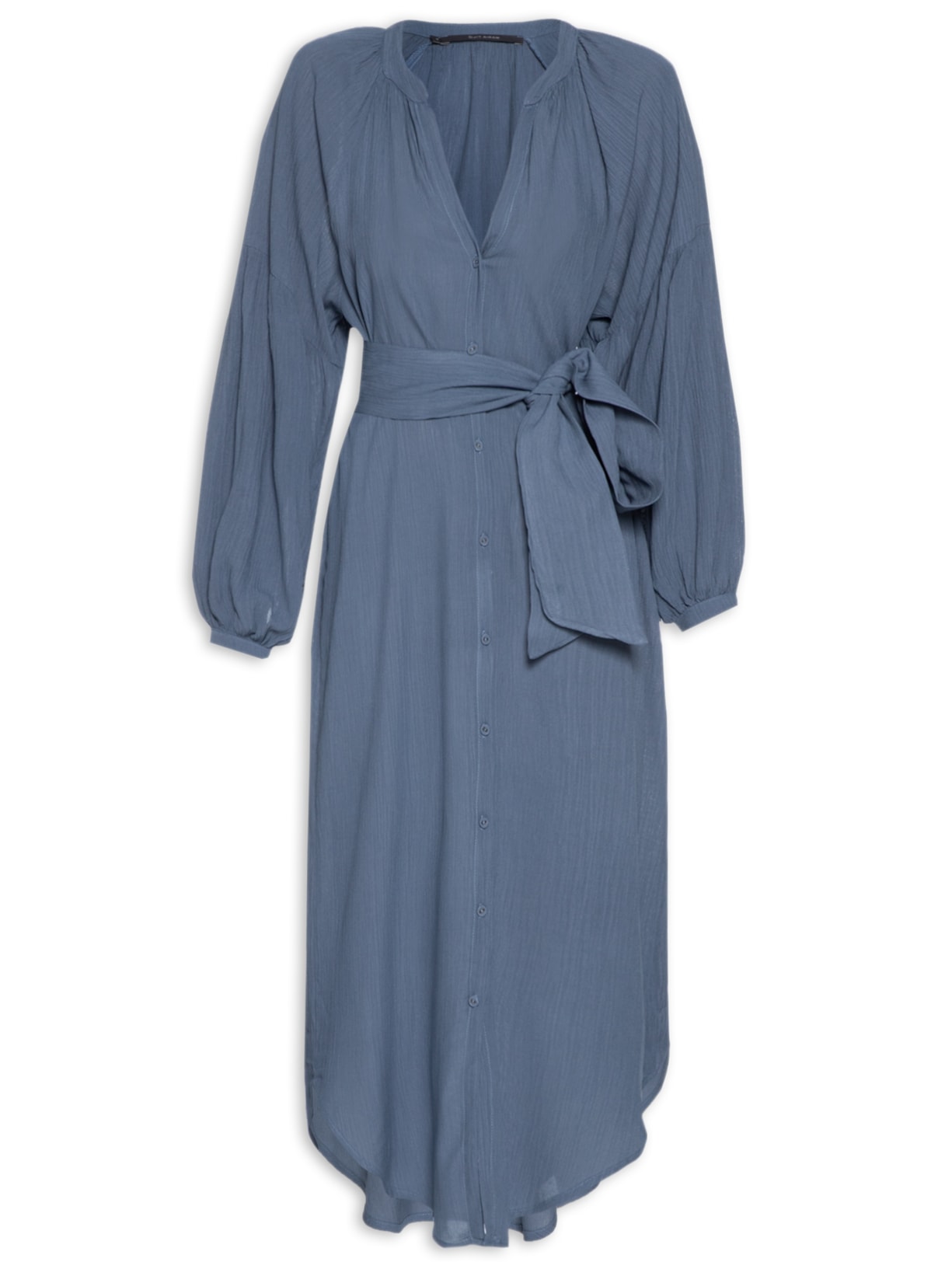 Chemise Midi Manga Franzida - Azul