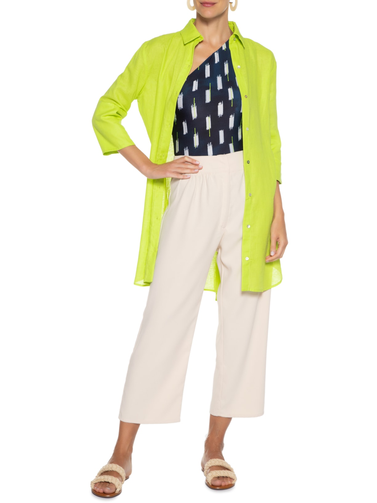 Chemisier Feminina Básica Fraldado Verde Lenny Niemeyer