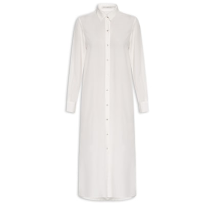 Chemisier Feminino Longo Fendas Laterais - Branco