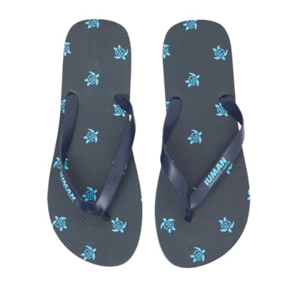 Chinelo De Dedo Com Estampa De Tartarugas - Azul