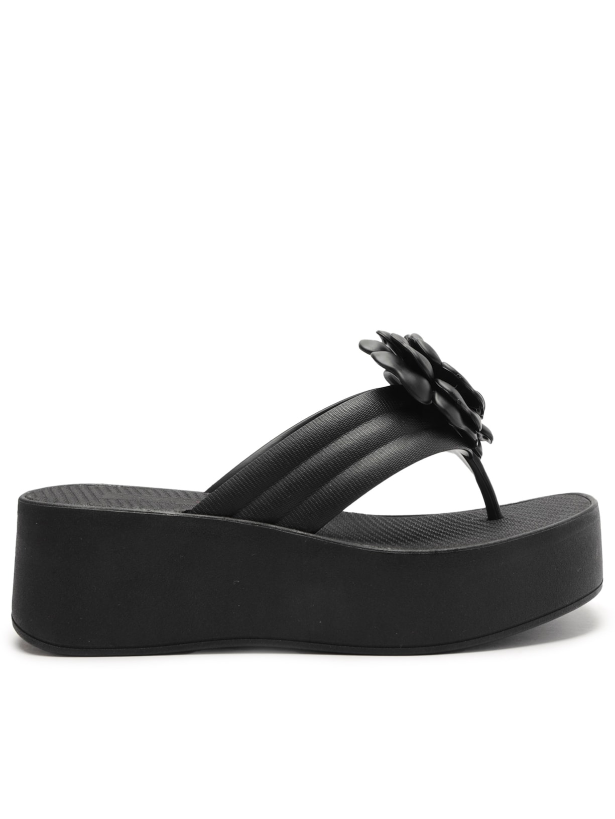 Chinelo Feminina Flatform Flor - Preto