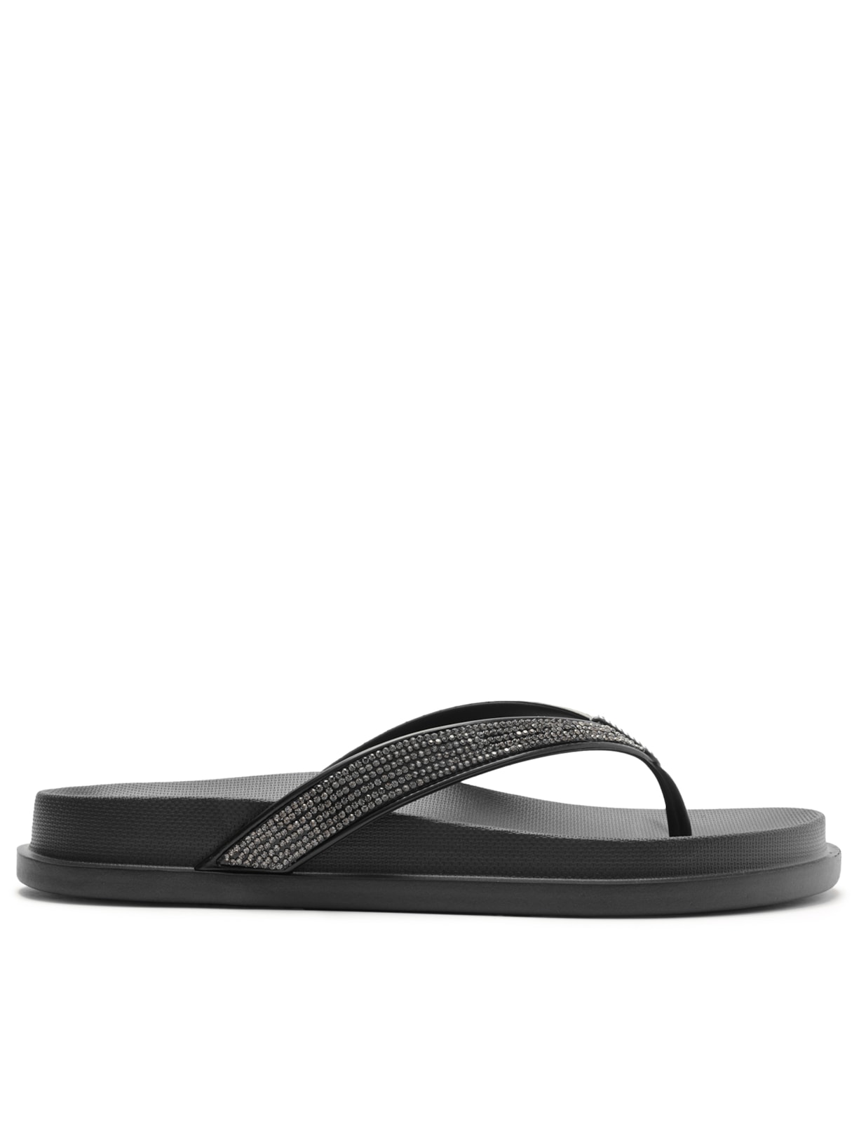 Chinelo Feminino De Dedo Strass Lara - Preto