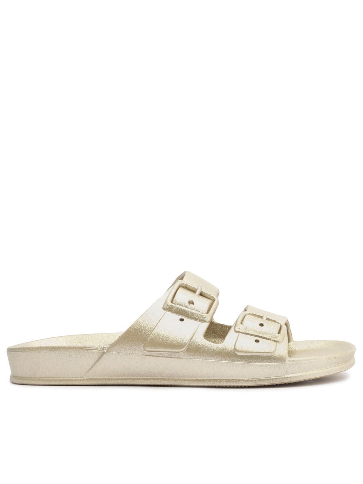 Chinelo Feminino Slide Fivelas Dourado Brizza Arezzo