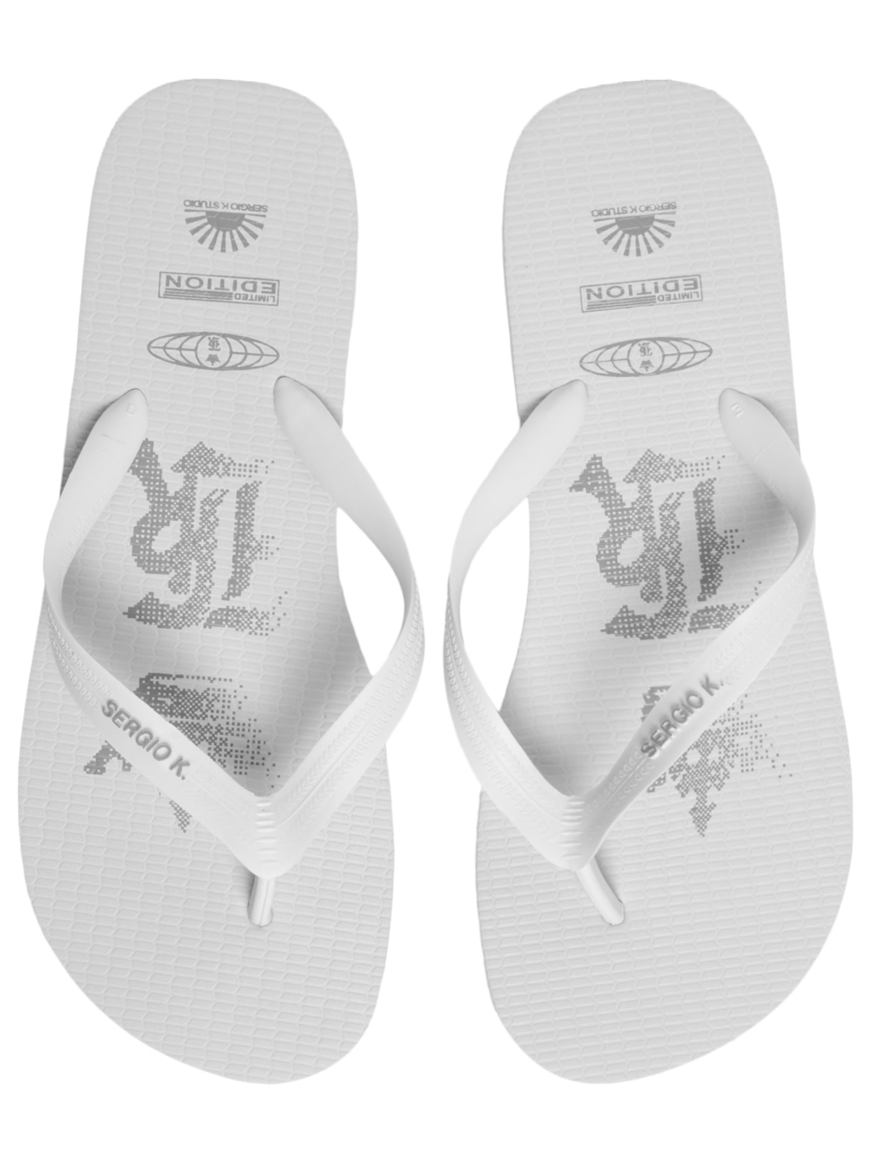 Chinelo Masculino Estampado Logo Mania Pixels Branco Sergio K