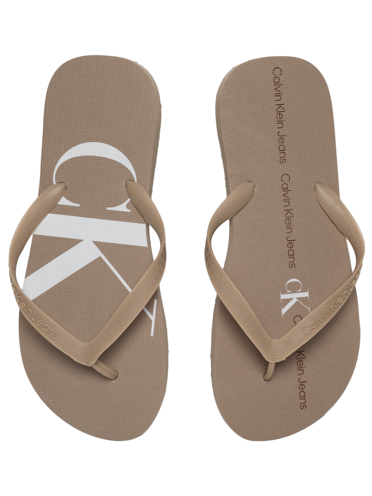 Chinelo Masculino Logo Corrido Bege Calvin Klein Jeans