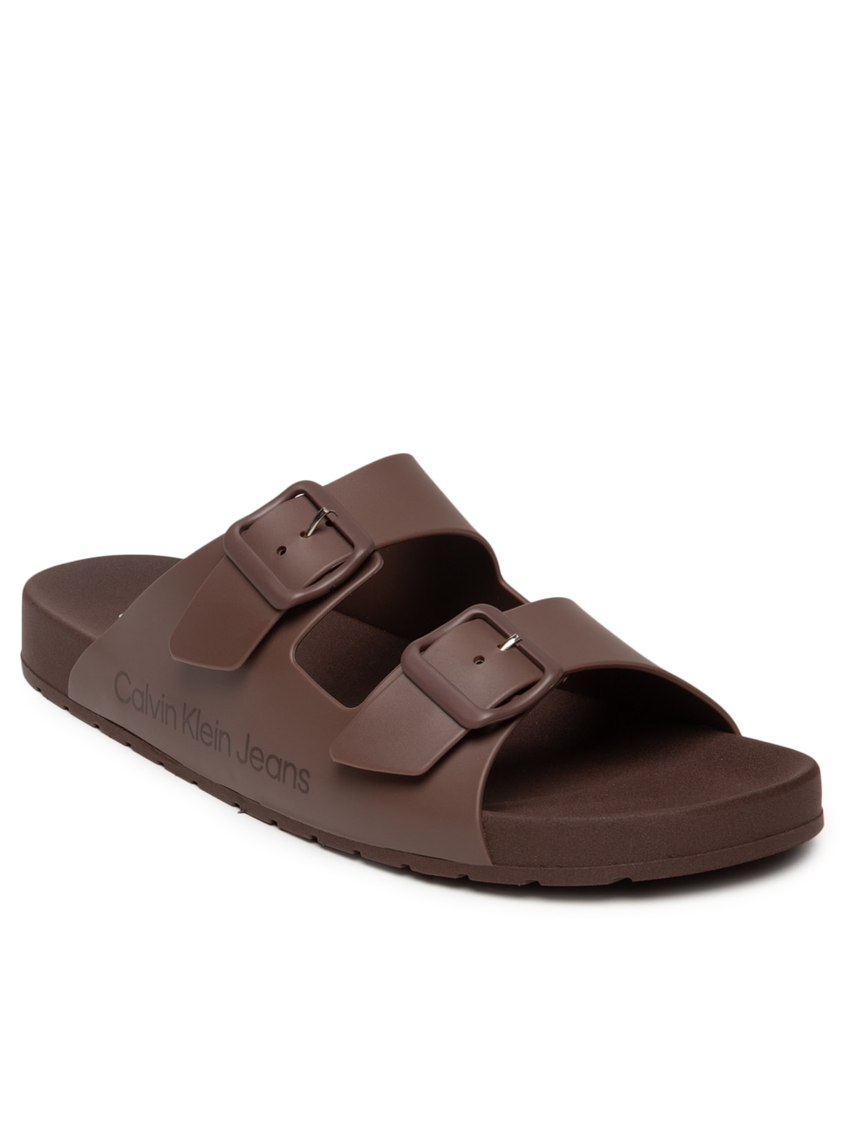 Chinelo Masculino Slide Duas Fivelas Marrom Calvin Klein Jeans