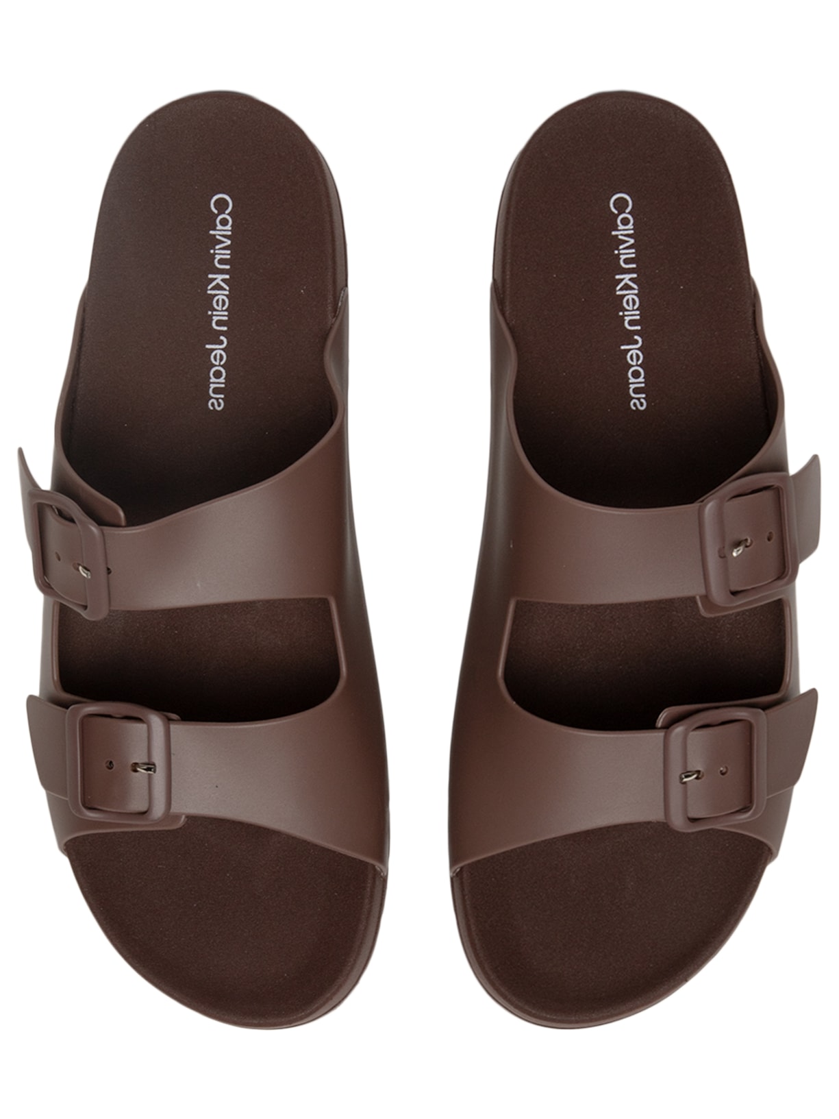 Chinelo Masculino Slide Duas Fivelas Marrom Calvin Klein Jeans
