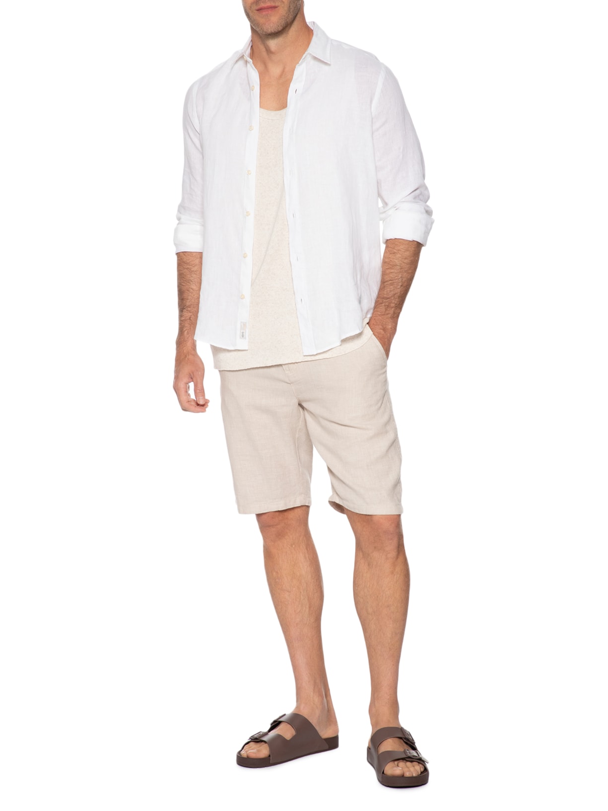 Chinelo Masculino Slide Duas Fivelas Marrom Calvin Klein Jeans