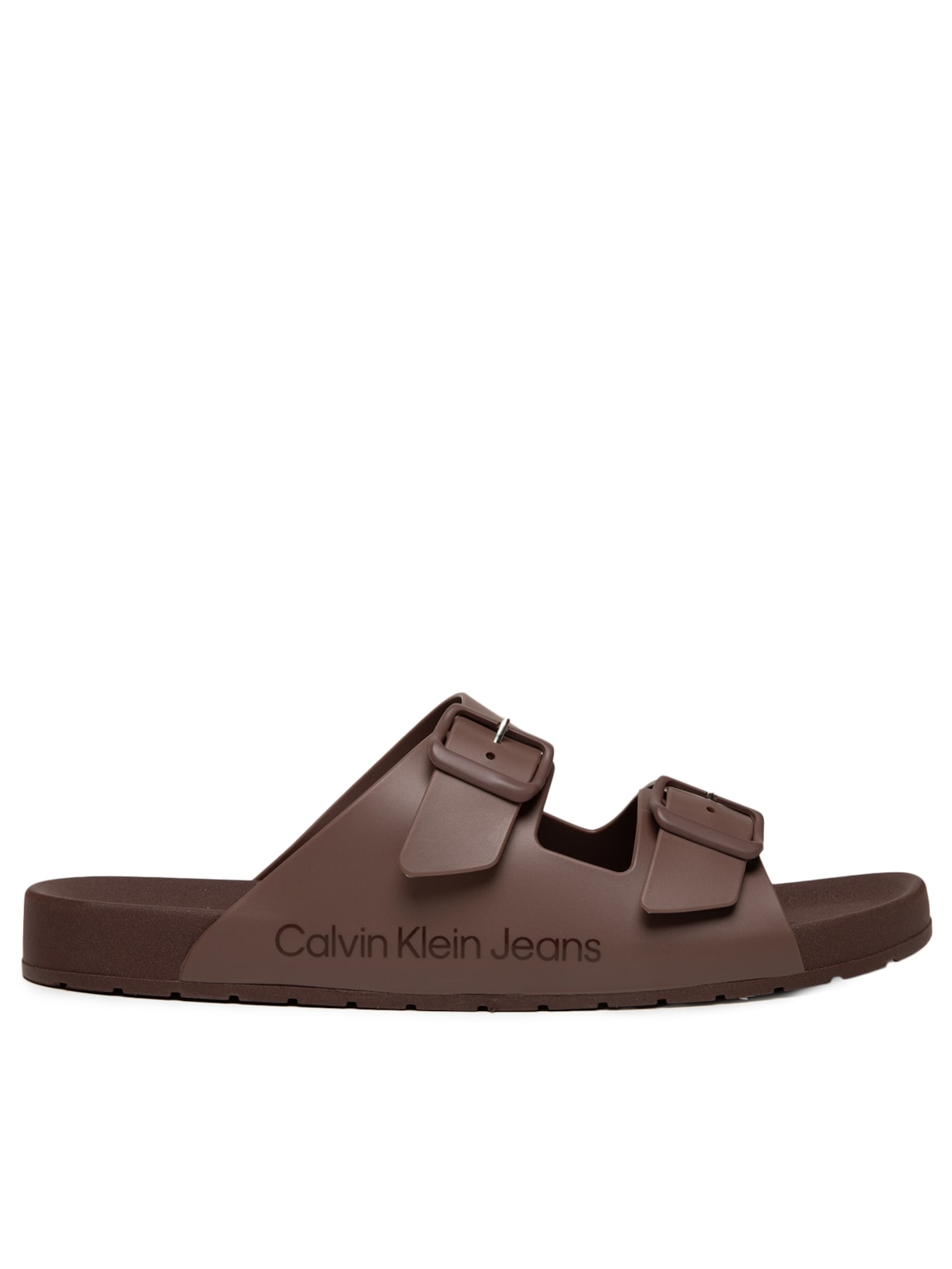 Chinelo Masculino Slide Duas Fivelas Marrom Calvin Klein Jeans