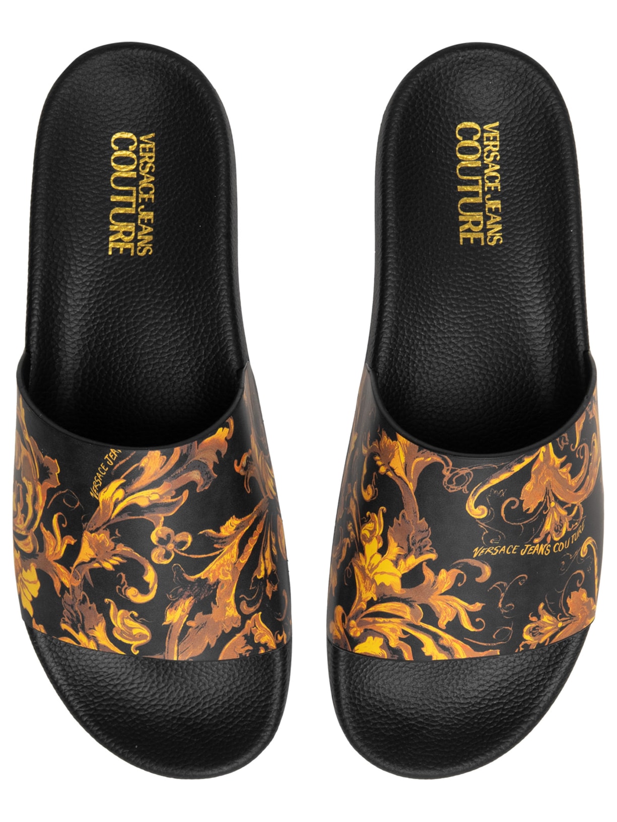 Chinelo Masculino Vjc Fondo Slide Barocco Logo Preto Versace Jeans Couture