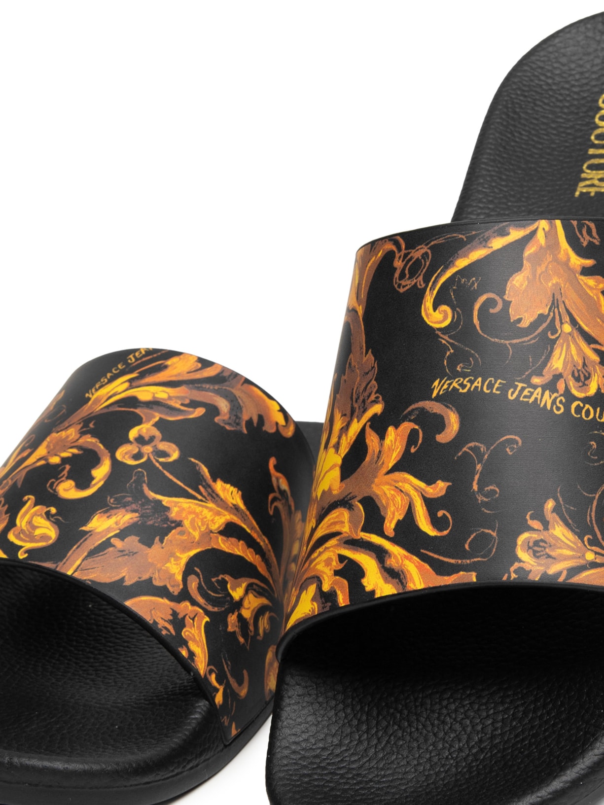 Chinelo Masculino Vjc Fondo Slide Barocco Logo Preto Versace Jeans Couture