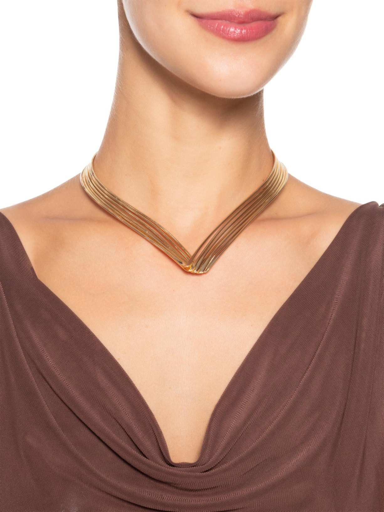Chocker Feminina Em V Dourado Market 33