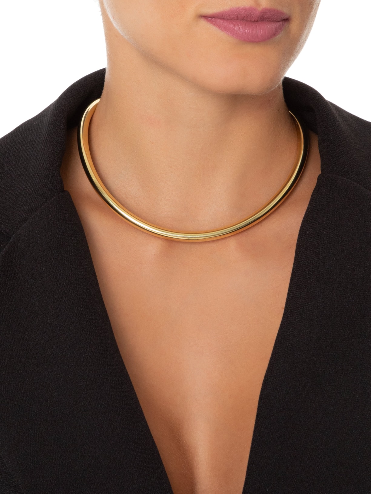 Choker Feninina Tubo Metal Dourado Nádia Gimenes